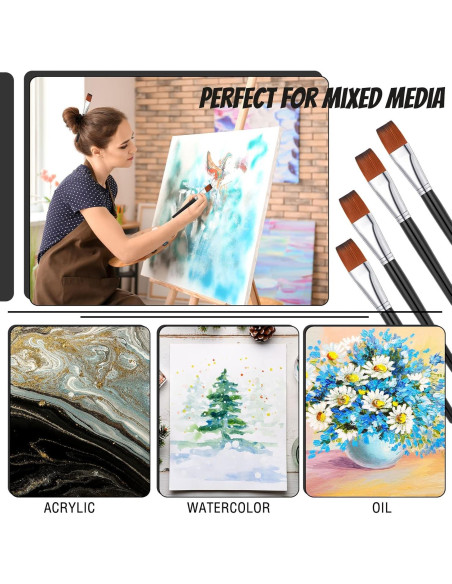 Pinceles Planos de Pintura Zonon 20 Pcs 2.54 cm Sintético