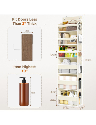 Organizador Colgante Mefirt de 6 Estantes Beige para Puerta