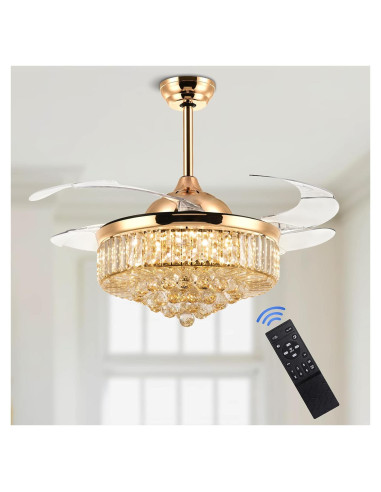 Ventilador de Techo MOOONICHE 42" Dorado con Luz LED y Control Remoto