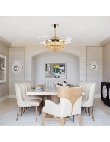 Ventilador de Techo MOOONICHE 42" Dorado con Luz LED y Control Remoto