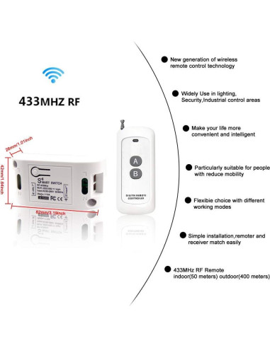 Interruptor Inteligente WiFi RODOT KR2201W, Control Remoto y Temporizador