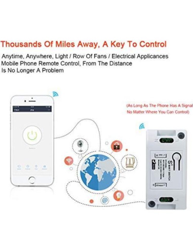 Interruptor Inteligente WiFi RODOT KR2201W, Control Remoto y Temporizador