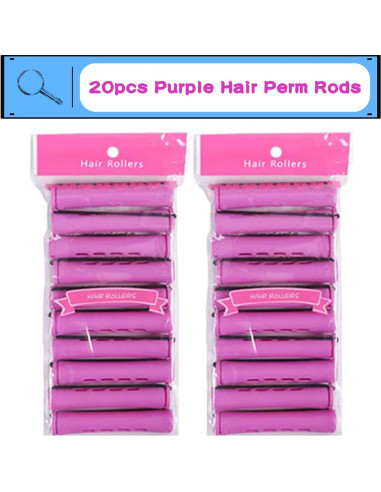 Juego de 20 Varillas para Permanente de Cabello Natural - Púrpura