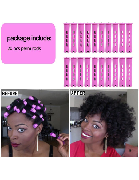 Juego de 20 Varillas para Permanente de Cabello Natural - Púrpura