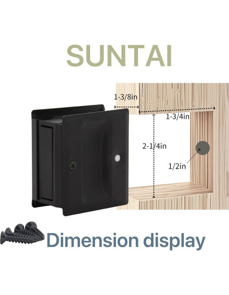 Tirador de puerta corredera SUNTAI negro mate 6.99x6.35 cm Tirador de puerta corredera SUNTAI negro mate 6.99x6.35 cm