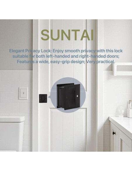 Tirador de puerta corredera SUNTAI negro mate 6.99x6.35 cm Tirador de puerta corredera SUNTAI negro mate 6.99x6.35 cm