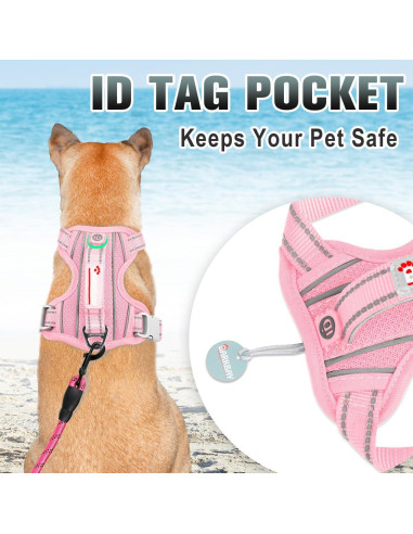 Arnés para Perros Grande BARKBAY Sin Tirones Reflectante Rosa