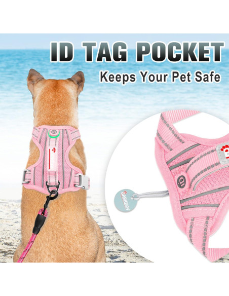 Arnés para Perros Grande BARKBAY Sin Tirones Reflectante Rosa