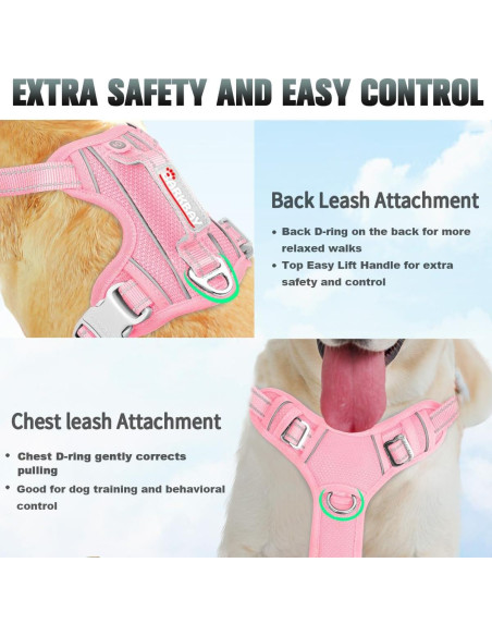 Arnés para Perros Grande BARKBAY Sin Tirones Reflectante Rosa