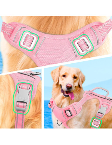 Arnés para Perros Grande BARKBAY Sin Tirones Reflectante Rosa
