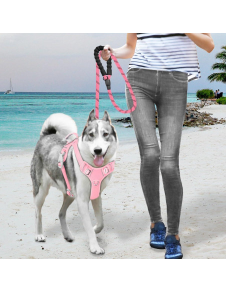 Arnés para Perros Grande BARKBAY Sin Tirones Reflectante Rosa