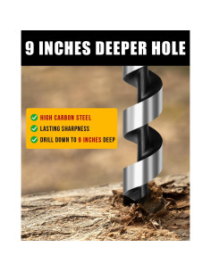 Broca Manual para Madera Burtok 25.4 cm con Funda de Cuero 2