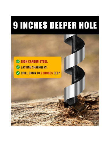 Broca Manual para Madera Burtok 25.4 cm con Funda de Cuero