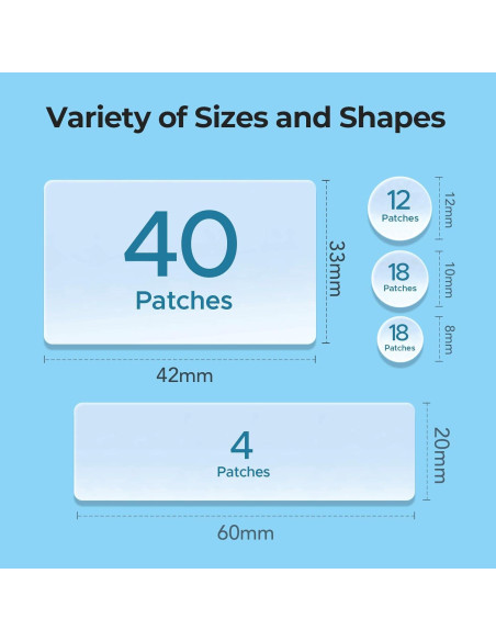 Parches para Acné TKTK Hidrocoloide Grande 92 Piezas 5 Tamaños Parches para Acné TKTK Hidrocoloide Grande 92 Piezas 5 Tamaños