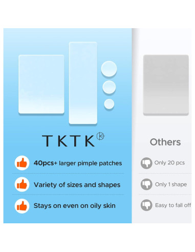 Parches para Acné TKTK Hidrocoloide Grande 92 Piezas 5 Tamaños