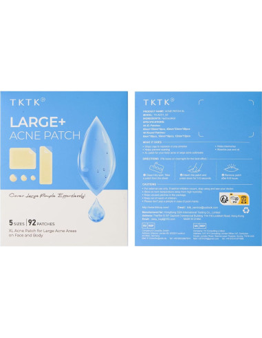 Parches para Acné TKTK Hidrocoloide Grande 92 Piezas 5 Tamaños