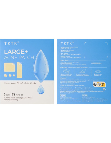 Parches para Acné TKTK Hidrocoloide Grande 92 Piezas 5 Tamaños Parches para Acné TKTK Hidrocoloide Grande 92 Piezas 5 Tamaños