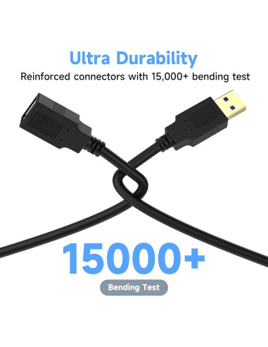 Cable de Extensión USB 3.0 Qxcynsef 4.57m 5Gbps Negro