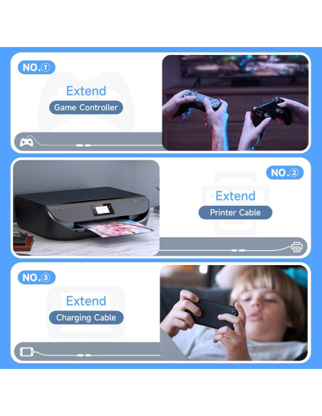 Cable de Extensión USB 3.0 Qxcynsef 4.57m 5Gbps Negro