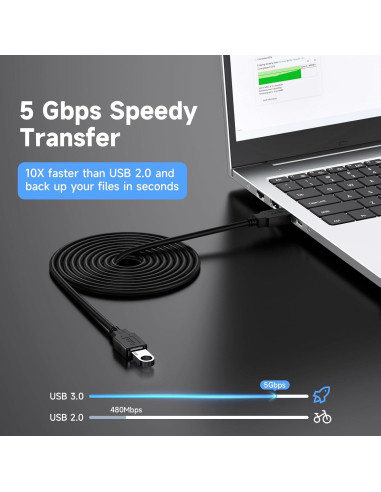 Cable de Extensión USB 3.0 Qxcynsef 4.57m 5Gbps Negro