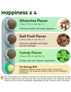 Juguetes para Gatos Potaroma - 4 Bolas de Catnip y Silvervine 2