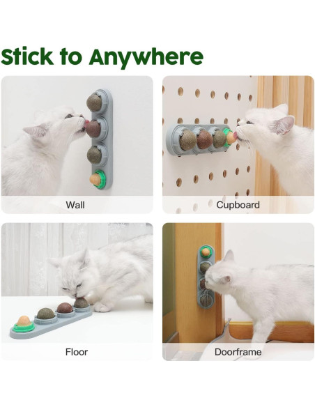 Juguetes para Gatos Potaroma - 4 Bolas de Catnip y Silvervine