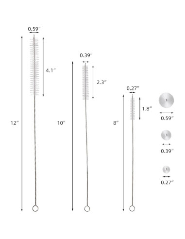 Kit de Cepillos Limpiadores de Popotes ZRHR 9 Piezas 20-30 cm