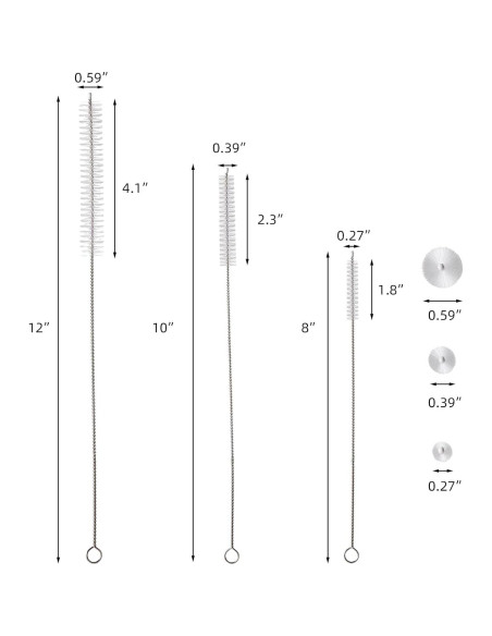 Kit de Cepillos Limpiadores de Popotes ZRHR 9 Piezas 20-30 cm