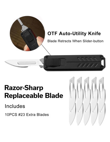 Cuchillo Utility Retráctil Automático Caressolove 11cm Negro