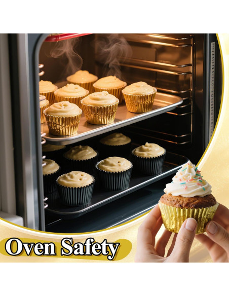 200 Forros de Cupcake Desechables Negros y Dorados AKAIXI
