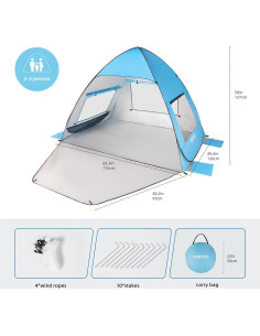 Carpa de Playa TOBTOS GS50 Pop Up UV 50+ para 2-3 Personas 2