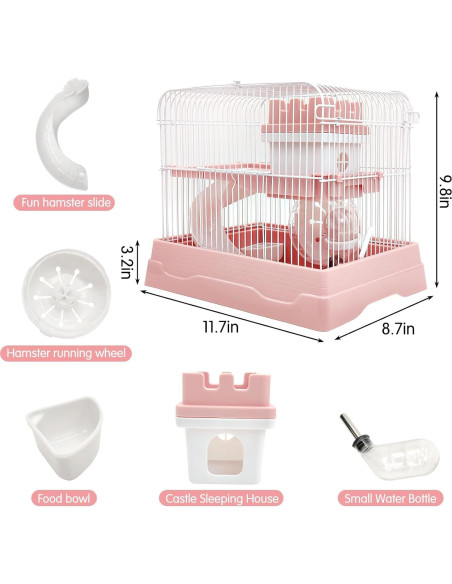 Jaula de Hámster Enana PINVNBY 2 Niveles Portátil 29.7x22.1x24.9cm Jaula de Hámster Enana PINVNBY 2 Niveles Portátil 29.7x22.1x24.9cm