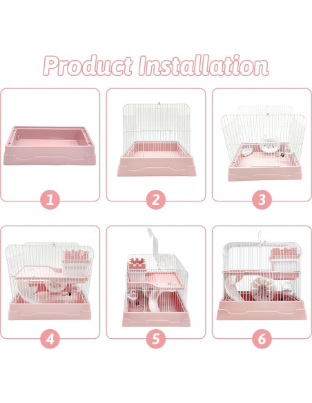 Jaula de Hámster Enana PINVNBY 2 Niveles Portátil 29.7x22.1x24.9cm Jaula de Hámster Enana PINVNBY 2 Niveles Portátil 29.7x22.1x24.9cm