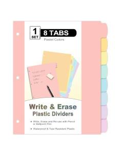 Separadores de Carpeta LRFWJS 8 Pestañas Reutilizables Carta