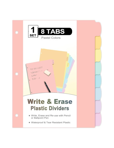 Separadores de Carpeta LRFWJS 8 Pestañas Reutilizables Carta Separadores de Carpeta LRFWJS 8 Pestañas Reutilizables Carta