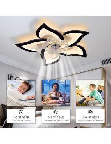 Ventilador de Techo Bevenus SLF-5H 69 cm Negro con Luz LED