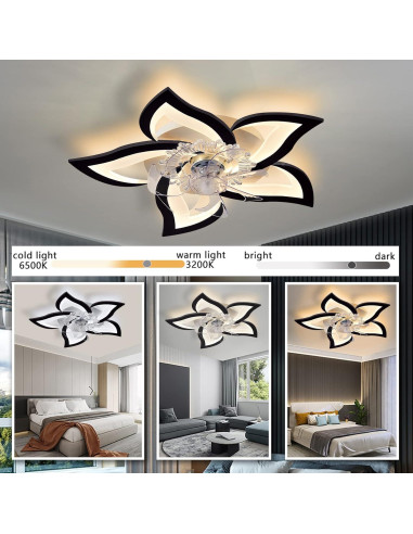 Ventilador de Techo Bevenus SLF-5H 69 cm Negro con Luz LED