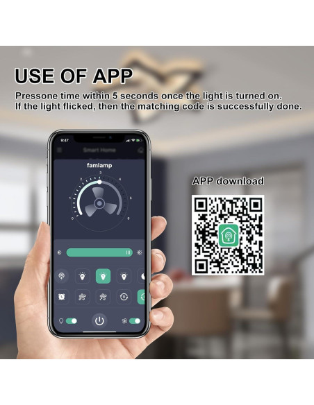 Ventilador de Techo Bevenus SLF-5H 69 cm Negro con Luz LED Ventilador de Techo Bevenus SLF-5H 69 cm Negro con Luz LED