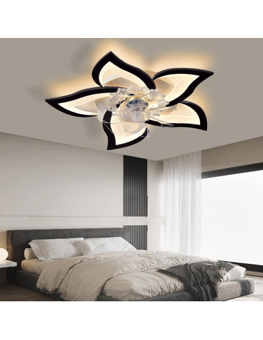 Ventilador de Techo Bevenus SLF-5H 69 cm Negro con Luz LED