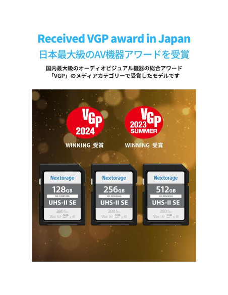 Nextorage 128GB 2 Pack SDXC UHS-II V60 100MB/s 280MB/s