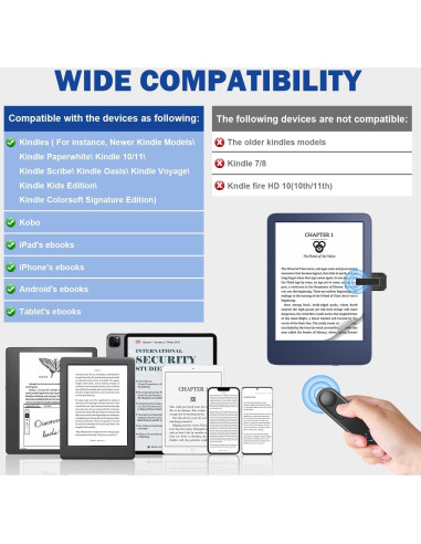 Control Remoto LANGREE para Pasar Páginas Kindle y Kobo Negro