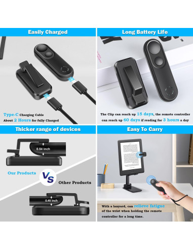 Control Remoto LANGREE para Pasar Páginas Kindle y Kobo Negro