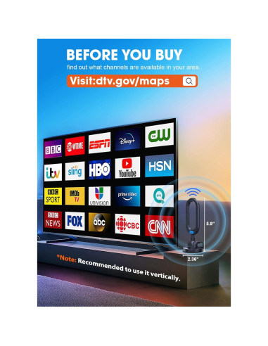 Antena de TV WU-MINGLU 4K Digital HDTV Interior 306g