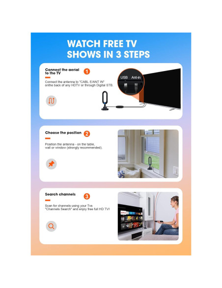 Antena de TV WU-MINGLU 4K Digital HDTV Interior 306g Antena de TV WU-MINGLU 4K Digital HDTV Interior 306g