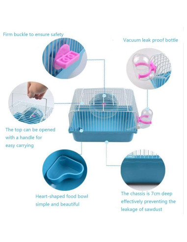 Jaula para Hámster Gutongyuan con Rueda y Accesorios Azul