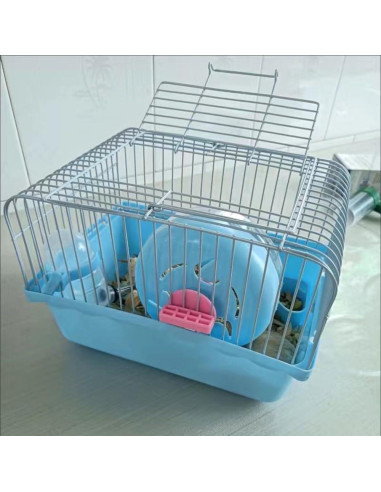 Jaula para Hámster Gutongyuan con Rueda y Accesorios Azul