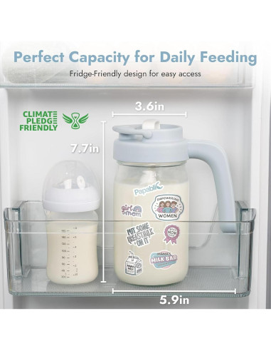 Jarra de vidrio Papablic para leche materna 0.91 kg azul