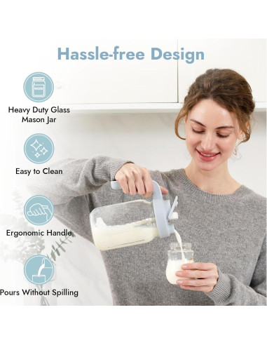 Jarra de vidrio Papablic para leche materna 0.91 kg azul