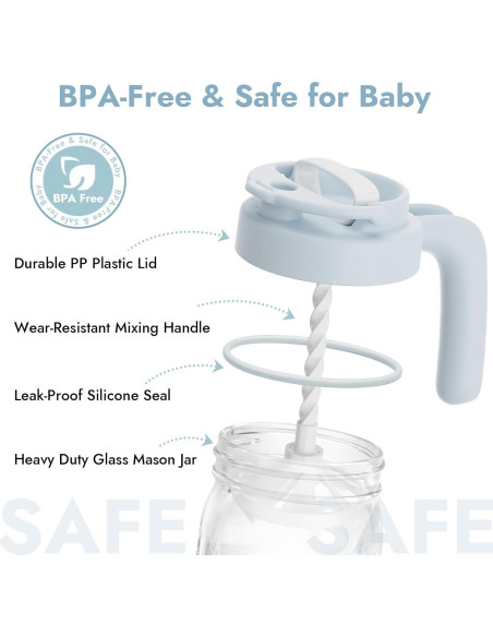 Jarra de vidrio Papablic para leche materna 0.91 kg azul