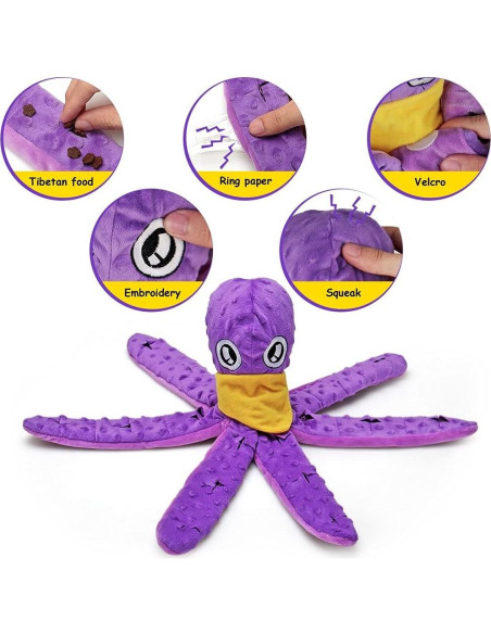 Juguete de olfateo para perros TOTARK, pulpo interactivo 89 cm Juguete de olfateo para perros TOTARK, pulpo interactivo 89 cm